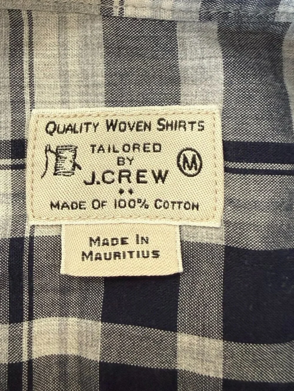 J.Crew Mens Plaid Button Down Shirt 100% Cotton Navy Gray Medium